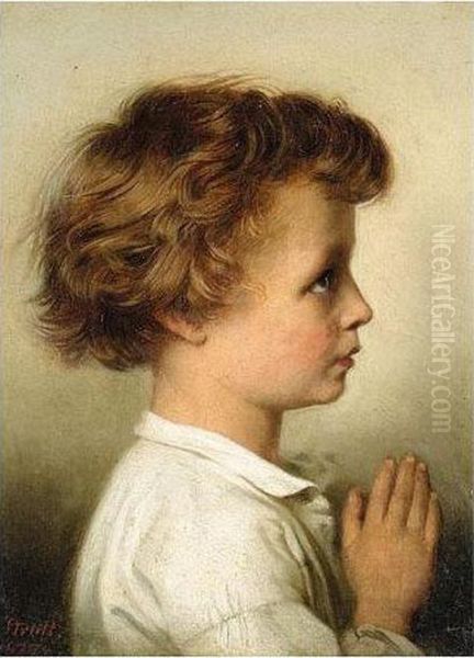 A Boy At Prayer Oil Painting by William Strutt