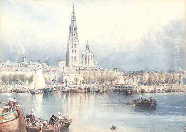 Antwerp Oil Painting by Myles Birket Foster