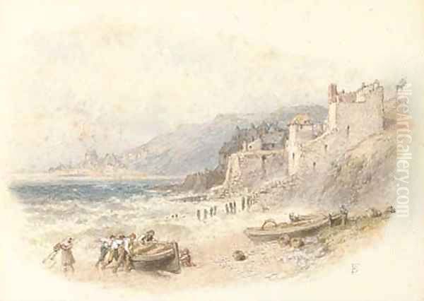 Lyme Regis Oil Painting by Myles Birket Foster