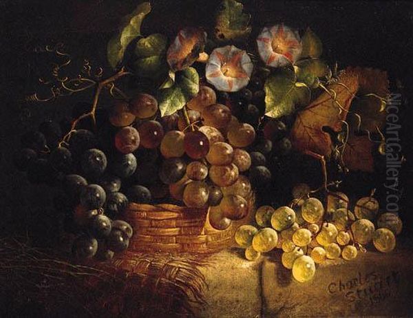 Grapes In A Basket Oil Painting by Charles Stuart