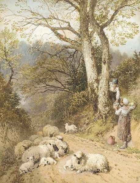 Springtime Oil Painting by Myles Birket Foster