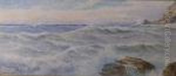 Rocky Coastalscene Oil Painting by Ernest Stuart