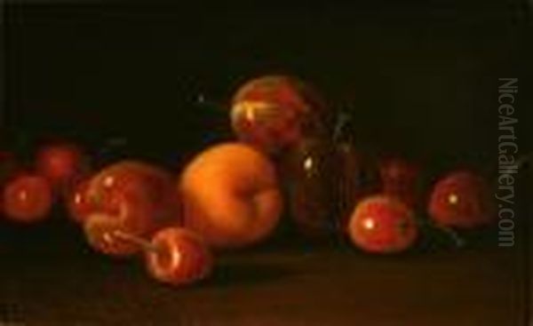 Still Life With Cherries, Apricots And Plums Oil Painting by James Everett Stuart