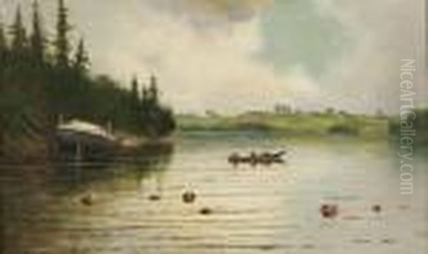 Penobscot River Near Bangor Maine Oil Painting by James Everett Stuart