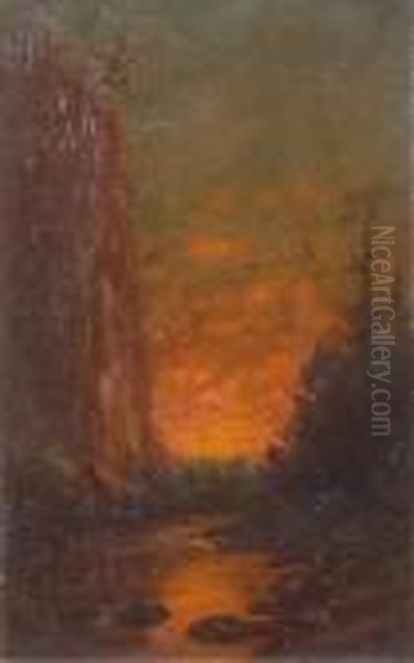 Sunset - On Mill Creek Oil Painting by James Everett Stuart