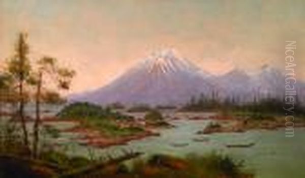 Mt. Edgecumbe From Baranof Castle, Sitka Sound (no. 1796) Oil Painting by James Everett Stuart