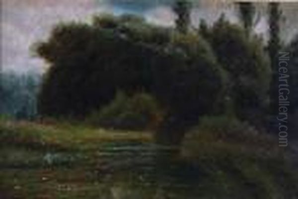 A Small Lake In Washington Park, Chicago Oil Painting by James Everett Stuart