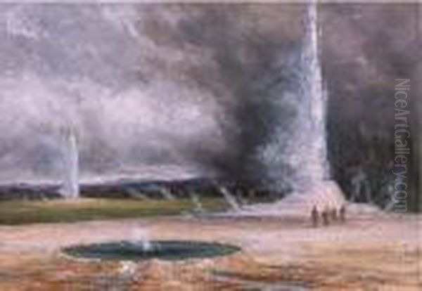 Old Faithful, Yellowstone Oil Painting by James Everett Stuart