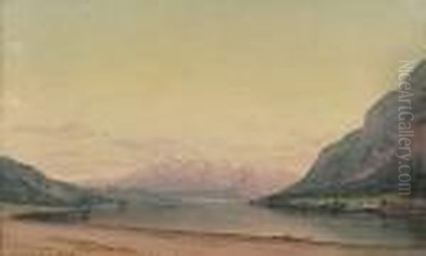 View Up The Columbia River Oil Painting by James Everett Stuart