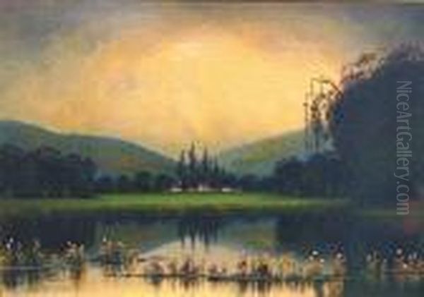 Along The Sacramento River Oil Painting by James Everett Stuart