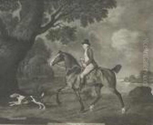 Portrait Of A Gentleman, Thought To Be Sir Frederick Evelyn, Riding With A Hound Oil Painting by George Stubbs