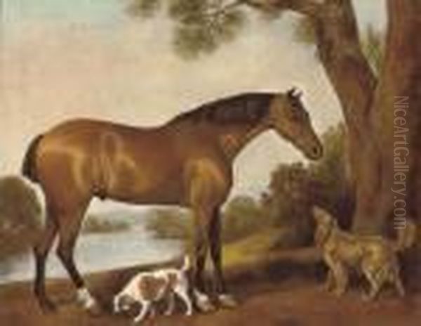 A Hunter And Hounds In An Extensive Landscape Oil Painting by George Stubbs