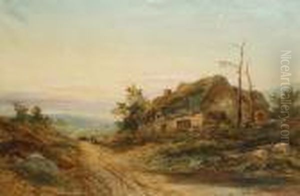 Figures On A Rural Road Oil Painting by Ralph R. Stubbs