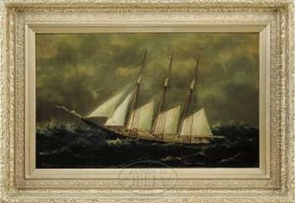 Portrait Of A Three-masted Schooner Oil Painting by William Pierce Stubbs