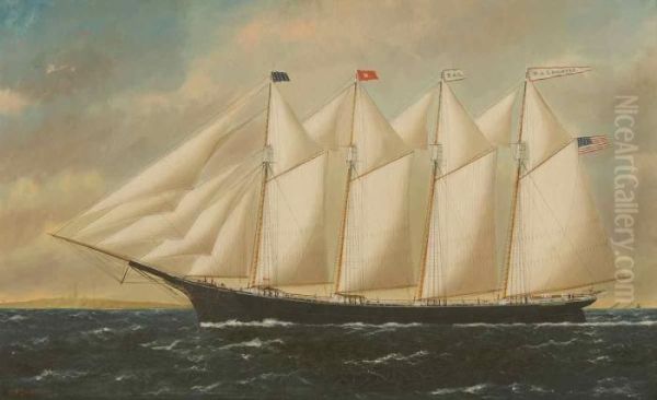 The Four-masted Schooner Oil Painting by William Pierce Stubbs