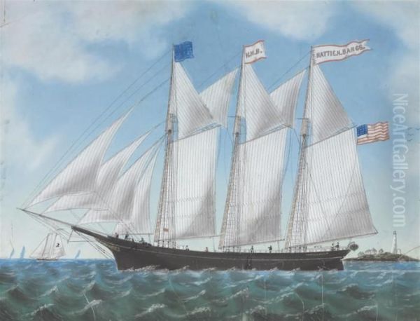 The Trading Schooner The 
Hattie N. Bangs Oil Painting by William Pierce Stubbs