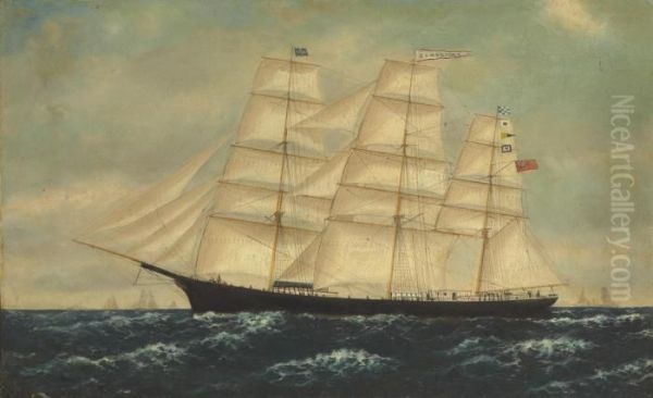 The English Clipper Ship Cambridge In Coastal Water With Othersshipping Oil Painting by William Pierce Stubbs