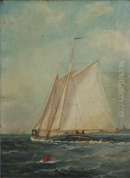 Schooner At Full Sail Oil Painting by William Pierce Stubbs