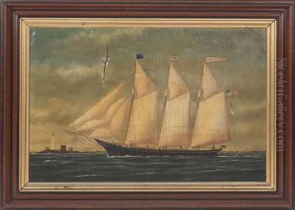 Thre Three-mastedschooner John E. Sanford Oil Painting by William Pierce Stubbs