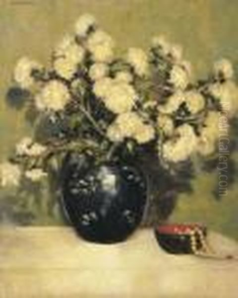 Still Life With Mums Oil Painting by Dedrick Brandes Stuber