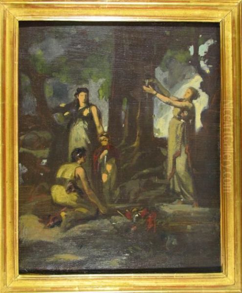 Skizze Fur: Helvetisch-keltisches Siegesopfer Oil Painting by Ernst Stuckelberg