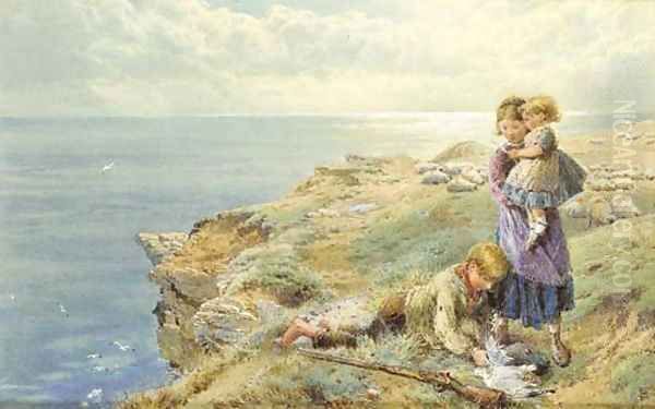 The Young Wild Fowler Oil Painting by Myles Birket Foster