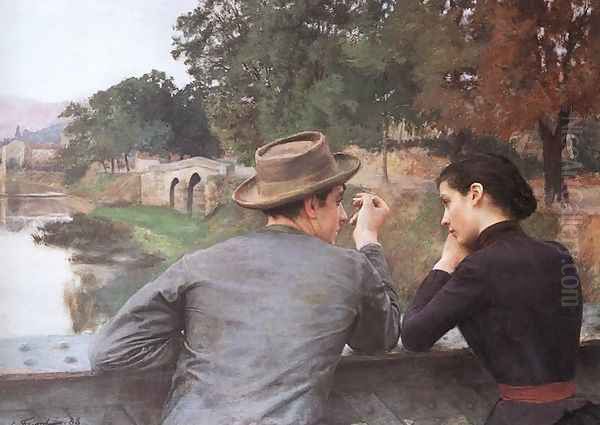 Les Amoureux (Soir d'automne) (The Lovers (Autumn Evening)) Oil Painting by Emile Friant