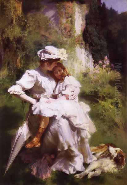 Tendresse Maternelle (Maternal Tenderness) Oil Painting by Emile Friant