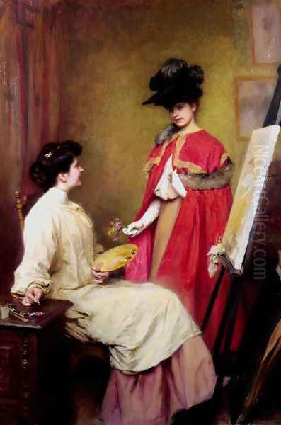 Studio Visit Oil Painting by Emile Friant