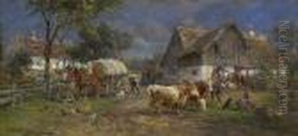 Vor Dem Bauernhof Oil Painting by Karl Stuhlmuller