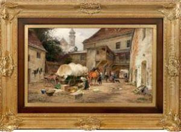 Markttag In Einem Oberbayerischen Stadtchen Oil Painting by Karl Stuhlmuller