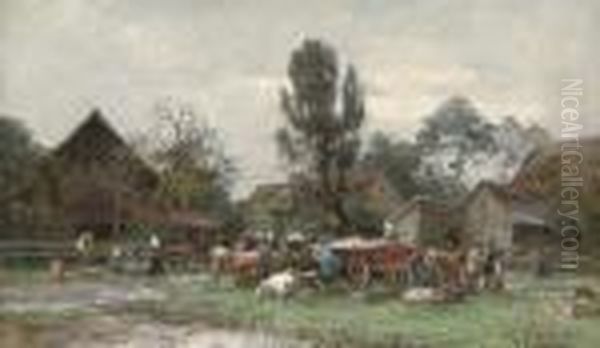 Market Day Oil Painting by Karl Stuhlmuller