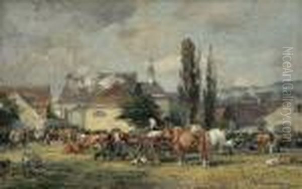 Bayerischer Viehmarkt Im Sommer Oil Painting by Karl Stuhlmuller