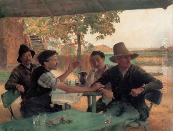 La Discussion politique (Political Discussion) Oil Painting by Emile Friant