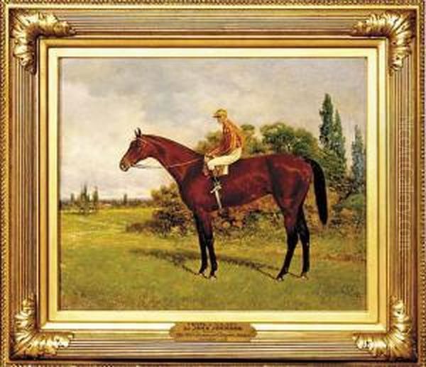 Portrait Of Racehorse Sir John Johnson And Jockey Up Oil Painting by Henry Stull