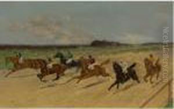 Cantering To The Starting Post Oil Painting by Henry Stull