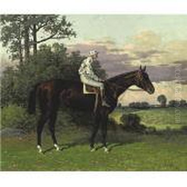 Domino With Jockey Up Oil Painting by Henry Stull