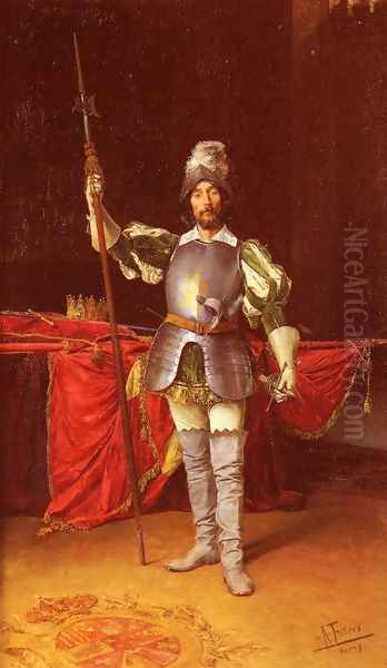 Keeping Guard Oil Painting by Antonio Maria Fabres Y Costa