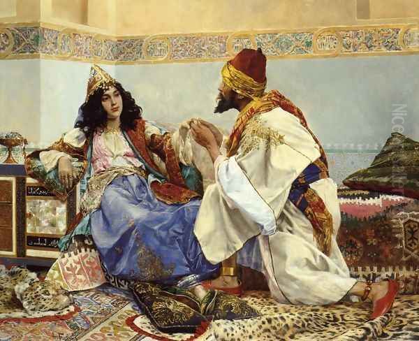 The Gift for the Favorite Oil Painting by Antonio Maria Fabres Y Costa