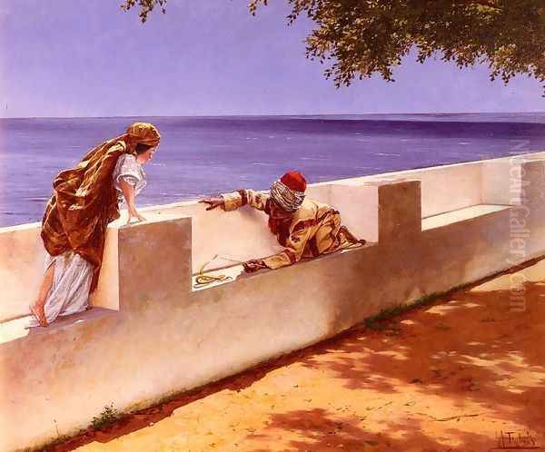 The Young Snake Charmer Oil Painting by Antonio Maria Fabres Y Costa