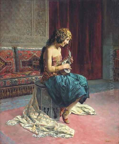 The young musician Oil Painting by Antonio Maria Fabres Y Costa