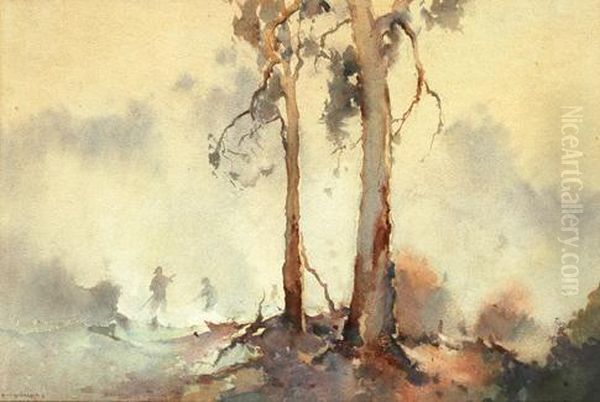 Burning Off Oil Painting by Reginald Ward Sturgess