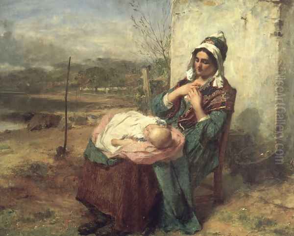 Ere Care Begins Oil Painting by Thomas Faed