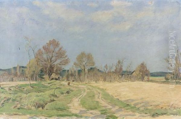 Sommerliche Landschaft Mit Feldweg. Oil Painting by Hans Sturzenegger