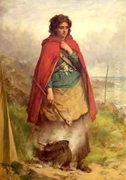 A Highland Gypsy Oil Painting by Thomas Faed