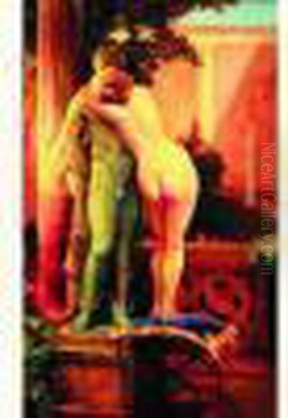 Hermes Et Aphrodite Oil Painting by Jan Styka