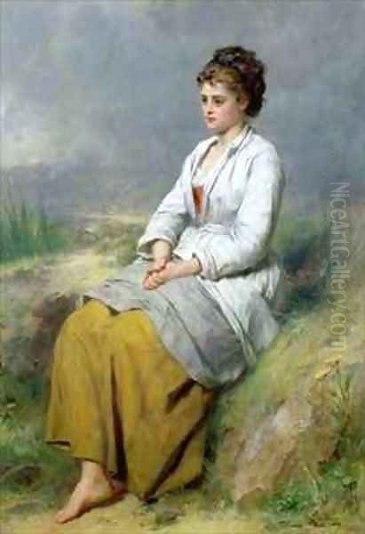 Highland Lassie Oil Painting by Thomas Faed