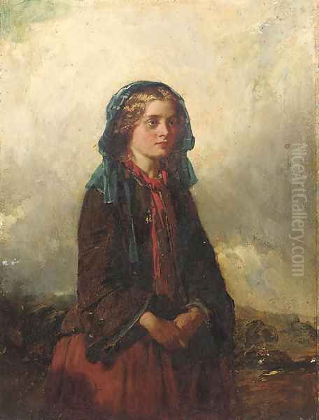 A Highland lassie Oil Painting by Thomas Faed