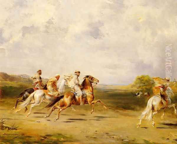 Arab Horsemen Oil Painting by Eugene Fromentin