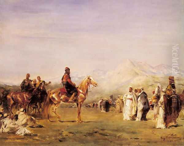 Arab Encampment In The Atlas Mountains Oil Painting by Eugene Fromentin